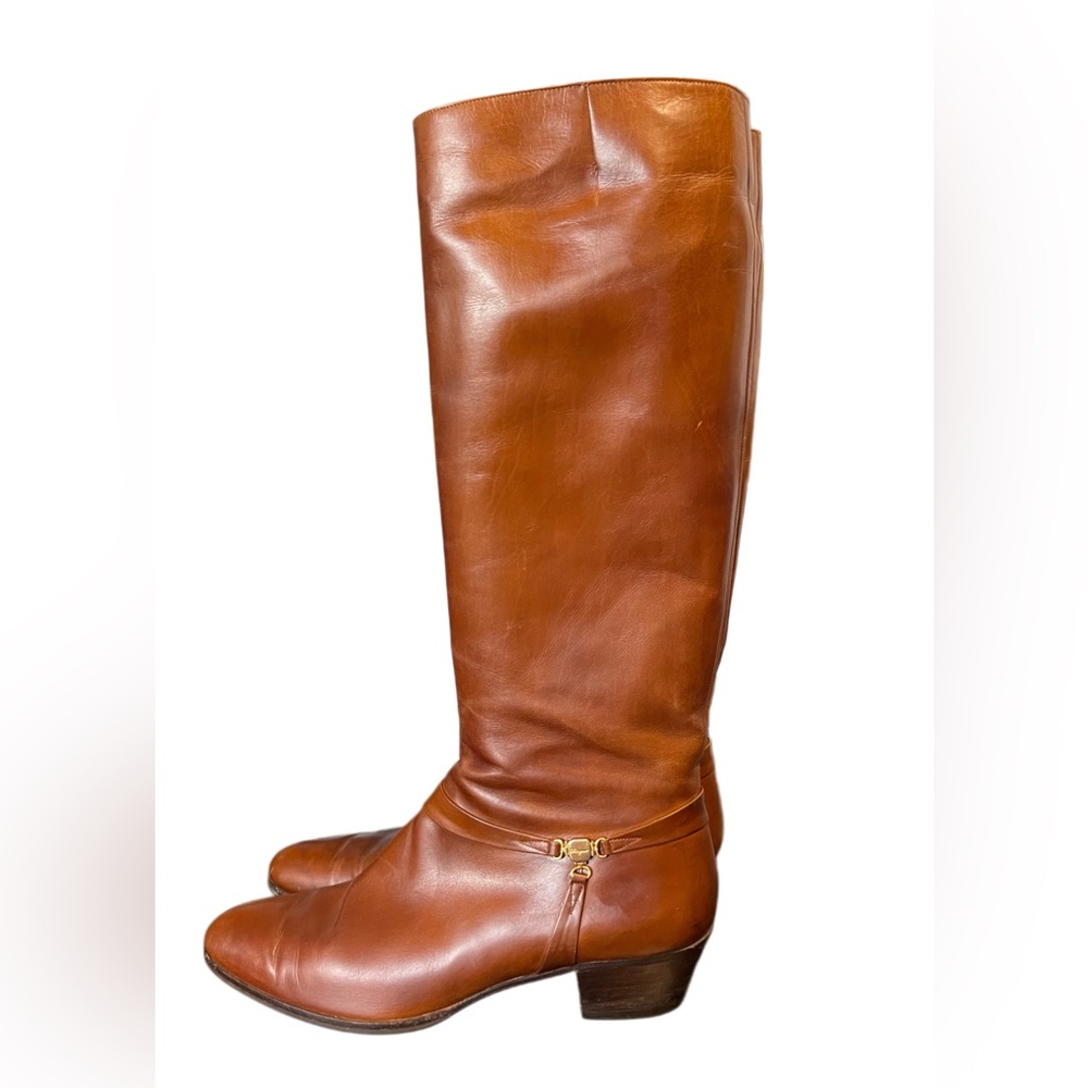 Vintage Salvatore Ferragamo Brown Leather Tall Riding Boots